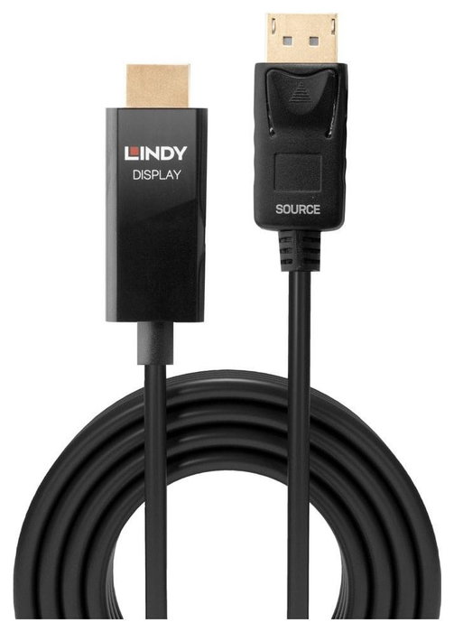 Lindy 40926 Cable Adaptador Activo DisplayPort a HDMI 2m con HDR, Negro