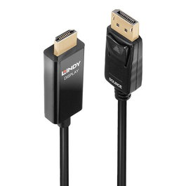 Lindy Cable de DisplayPort a HDMI Activo 2m con HDR y Soporte 4K@60Hz para Gráficas DP, Laptops y PCs