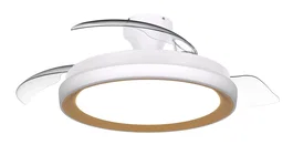 Philips Bliss Ventilador de Techo con Aspas Retráctiles y Luz LED 3 CCT Regulable, 28W + 35W, Blanco/Dorado, Ø106 cm