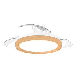 Philips Bliss Ventilador de Techo con Aspas Retráctiles y Luz LED 3 CCT (Blanco/Dorado, Ø106 cm) - Modelo Bliss, Luz Nocturna, Motor DC Silencioso, Mando a Distancia