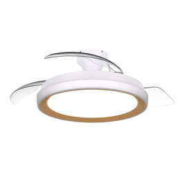 Philips Bliss Ventilador de Techo con Aspas Retráctiles y Luz LED 3 CCT (Blanco/Dorado, Ø106 cm) - Modelo Bliss, Luz Nocturna, Motor DC Silencioso, Mando a Distancia
