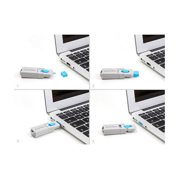 DeLOCK Bloqueador de puerto USB Tipo-A, 10 piezas, Azul