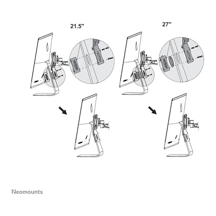 Neomounts FPMA-VESAMAC2127 Adaptador de Montaje VESA 75x75 y 100x100 mm, Compatible con Monitores de 21.5 a 27 Pulgadas, Plata, Acero, Soporte Hasta 15 kg