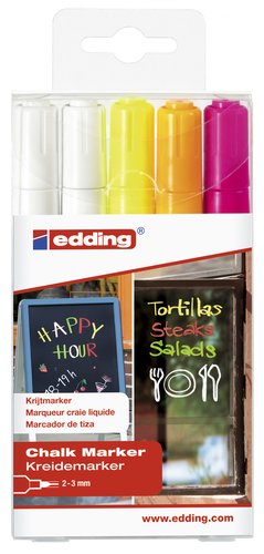 EDDING Marcador Tiza Líquida 4095 Cónico Bolsa de 5 EDDING Marcador Tiza Líquida 4095 Cónico Bolsa de 5