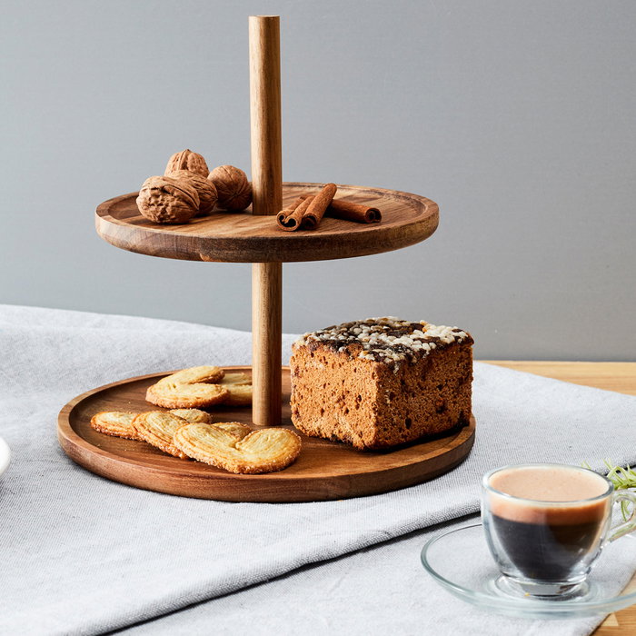 Home Deco Factory Pastelera 2 Pisos Madera Acacia Colección Cocooning Expositor de Pasteles o Frutas Home Deco Factory Pastelera 2 Pisos Madera Acacia Colección Cocooning Expositor de Pasteles o Frutas