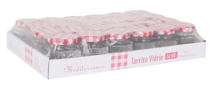 Mediterraneo Tarrito Vidrio Multiusos 60 cc 4.4 cm (ancho) x 5.5 cm (alto) x 4.4 cm (largo) (72 Unidades)