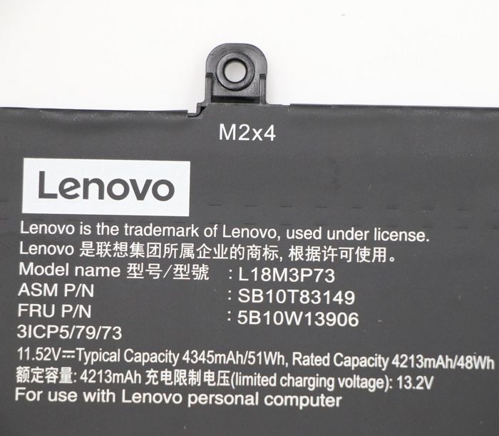 Lenovo Batería Interna de Litio 50Wh 11.55V 3 Celdas para ThinkPad T490 Lenovo Batería Interna de Litio 50Wh 11.55V 3 Celdas para ThinkPad T490