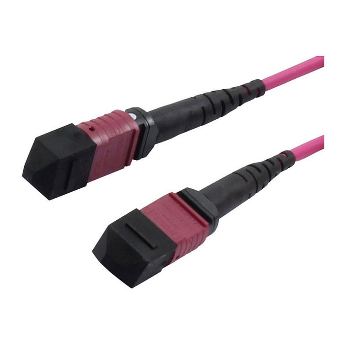 Synergy21 LWL-MTP®-Female Patchkabel OM4 LowLoss(ELite) 12 Faser, Typ B crossed, erika-violett, 10m