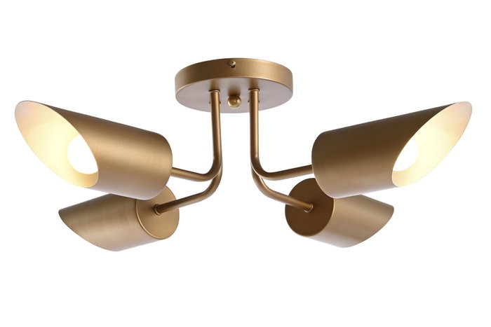 DKD Home Decor Lámpara de Techo Moderna Dorada Metal 4 Focos 67 x 20 x 67 cm