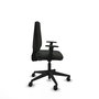 Silla de oficina Elche con mecanismo Contacto permanente básico tapizada con Tela color Negro. Equipada con Base piramidal negra, Brazos 1D y Ruedas 65mm nailon