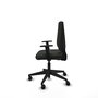 Silla de oficina Elche con mecanismo Contacto permanente básico tapizada con Tela color Negro. Equipada con Base piramidal negra, Brazos 1D y Ruedas 65mm nailon