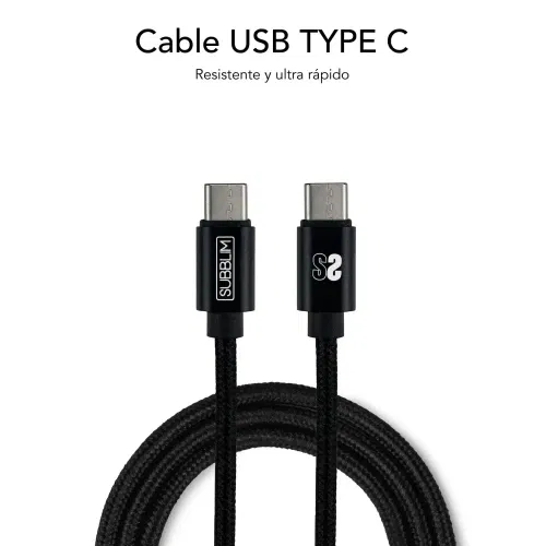 Subblim Cargador Pared Ultra Rápido 2xUSB PD25W QC3.0 SUBCHG-3WPD11 con Cable USB C a USB C y Lightning Negro