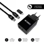 Subblim Cargador Pared Ultra Rápido 2xUSB PD25W QC3.0 SUBCHG-3WPD11 con Cable USB C a USB C y Lightning Negro
