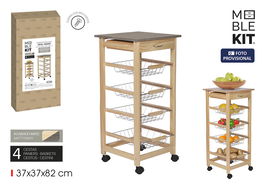 Inde Carrito Verdulero 4 Niveles C/Cajon 38 cm Ancho x 15.5 cm Alto x 76 cm Largo (2 Unidades)