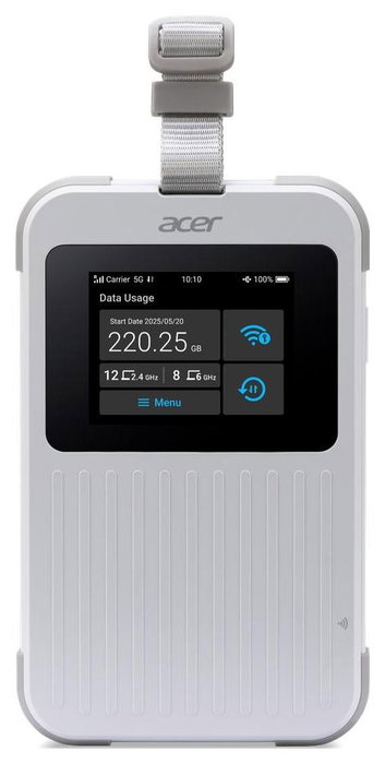 Acer Connect Enduro M6E 5G Router Móvil GSM Wi-Fi 6E 2.4/5/6 GHz 300/1200/1200 Mbps 5G 4G LTE Batería 8000 mAh Blanco