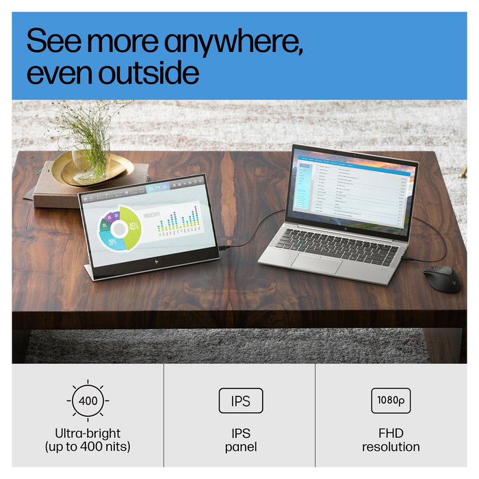 HP E14 G4 Monitor Portátil 14" (35,6 cm) - Panel IPS Full HD 1920 x 1080, USB-C, 5 ms, Plata - E-Series