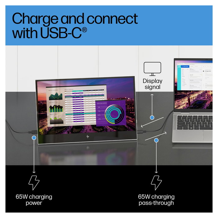 HP E14 G4 Monitor Portátil 14" (35,6 cm) - Panel IPS Full HD 1920 x 1080, USB-C, 5 ms, Plata - E-Series