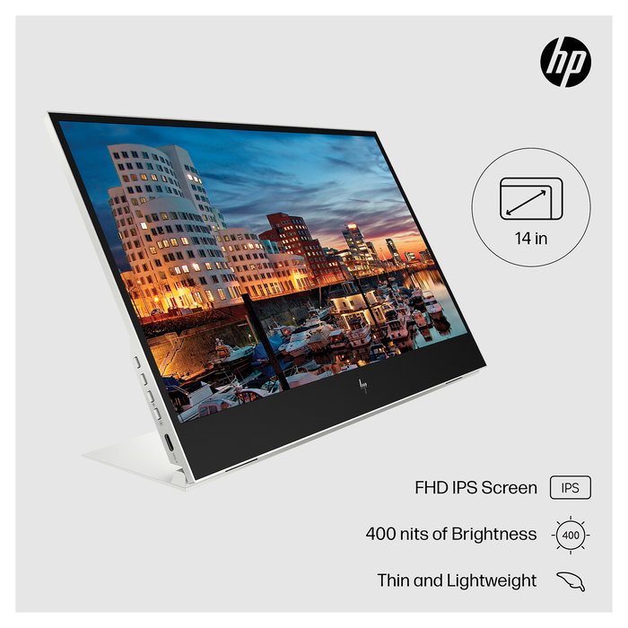 HP E14 G4 Monitor Portátil 14" (35,6 cm) - Panel IPS Full HD 1920 x 1080, USB-C, 5 ms, Plata - E-Series