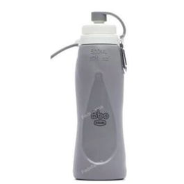 Botella Plegable De Silicona 500 Ml. Gris