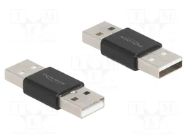 DeLOCK Adaptador Cambiador de Género USB 2.0 Tipo-A Macho a Macho Metal Negro