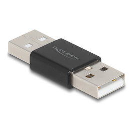 DeLOCK Adaptador Cambiador de Género USB 2.0 Tipo-A Macho a Macho Metal Negro