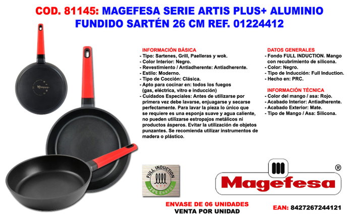 MAGEFESA FINSTOCK ARTIS PLUS+ Sartén de Aluminio Fundido 26 cm MAGEFESA FINSTOCK ARTIS PLUS+ Sartén de Aluminio Fundido 26 cm