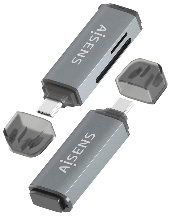 AISENS Multilector Externo ASCR-2C10-GR Gris USB-C