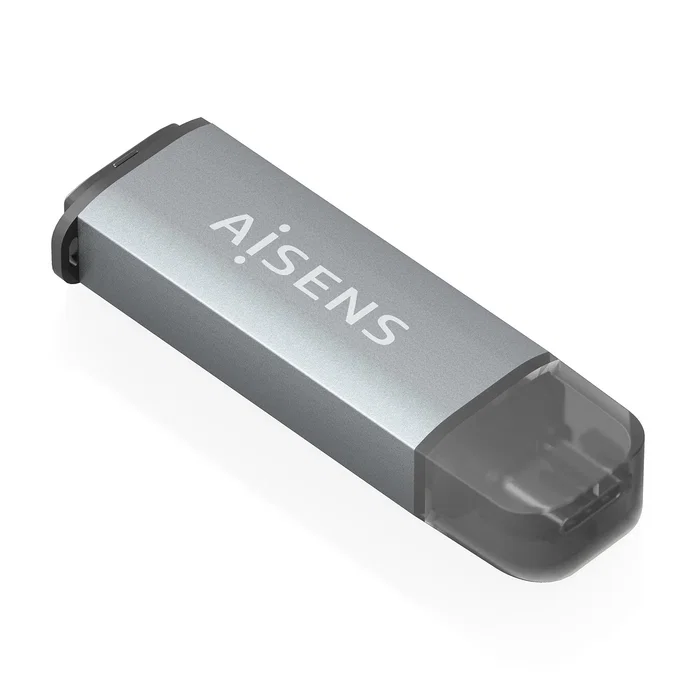 Aisens ASCR-2C10-GR Lector de Tarjetas SD, Micro SD, MMC, USB-C (3.2 Gen 1) Plug & Play - Color Gris