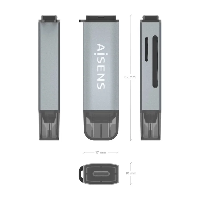 AISENS Lector de tarjetas ASCR-2C10-GR USB-C Gris
