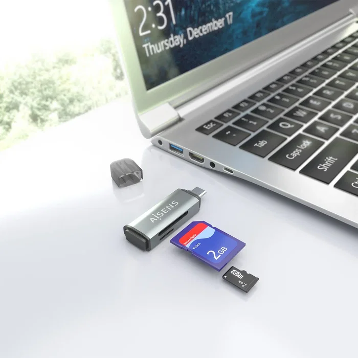AISENS Lector de tarjetas ASCR-2C10-GR USB-C Gris