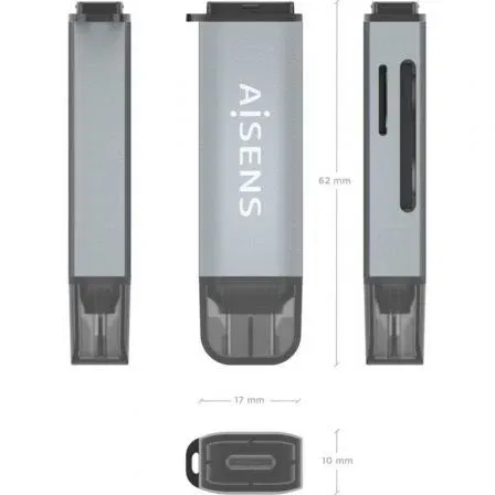 AISENS ASCR-2C10-GR MultiLector Externo USB-C, SD, MicroSD, MMC, Gris AISENS ASCR-2C10-GR MultiLector Externo USB-C, SD, MicroSD, MMC, Gris