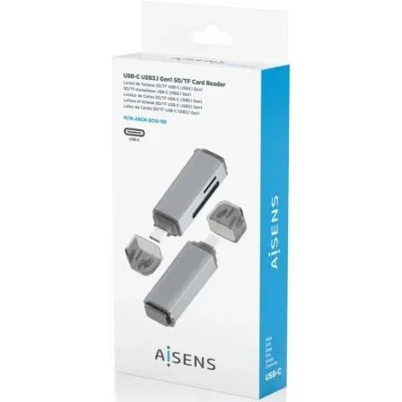 AISENS ASCR-2C10-GR MultiLector Externo USB-C, SD, MicroSD, MMC, Gris AISENS ASCR-2C10-GR MultiLector Externo USB-C, SD, MicroSD, MMC, Gris