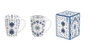 DKD Home Decor Taza de Porcelana para Infusiones Azulejos Retro 2021 Azul y Blanco 380ml