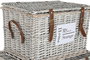 DKD Home Decor Baúl Shabby Natural de Mimbre - Set de 3 Cestas de Almacenamiento 45 x 46 x 67 cm