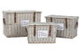 DKD Home Decor Baúl Shabby Natural de Mimbre - Set de 3 Cestas de Almacenamiento 45 x 46 x 67 cm