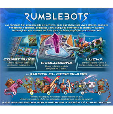 dV Giochi Rumblebots DVG9067 - Juego de Mesa Estratégico de Combate con Robots, Cartas y Cristales, a Partir de 12 Años, Edición en Español