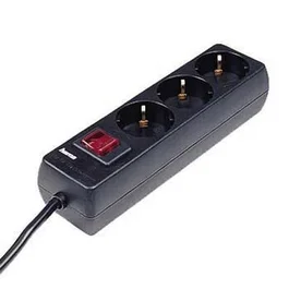 Hama Regleta de Alimentación con Interruptor Iluminado, 3 Tomas AC 230V, Cable 1.4 m, Negro - 00030392