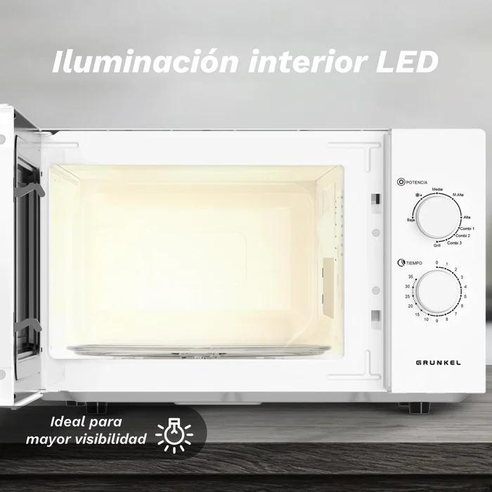 Grunkel MWG-25GRILL Microondas con grill 25L Blanco y Negro