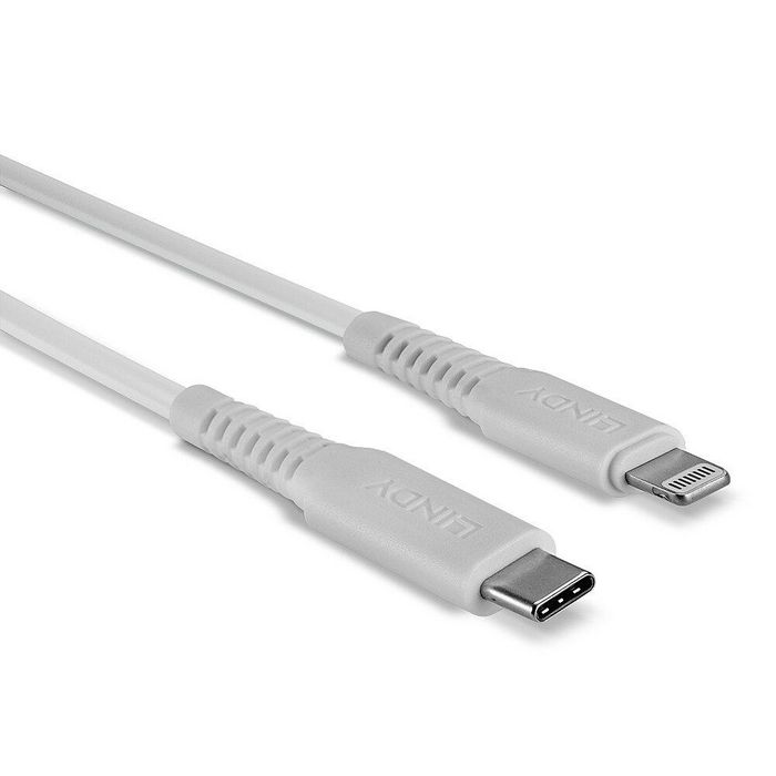 Lindy Cable USB-C a Lightning 1m, Blanco, Certificado Apple MFi