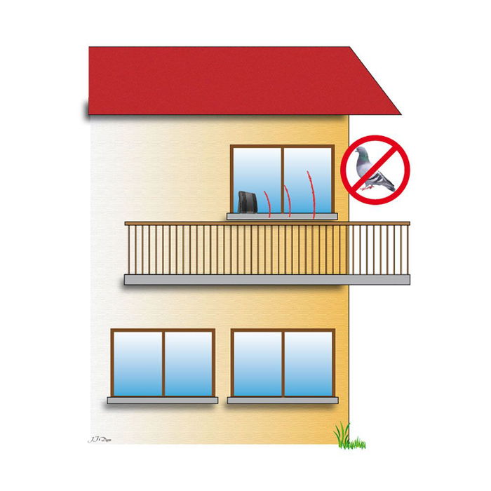 Weitech Ahuyentador Sonoro de Palomas para Exterior, 20-40 m², 85 db, Repelente de Aves con Flash