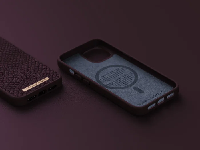 byELEMENTS Funda Njord para iPhone 14 con MagSafe - Piel de Salmón Reciclada, Color Rojo Rust, Protección MIL-STD-810H para pantalla de 15.5 cm (6.1")