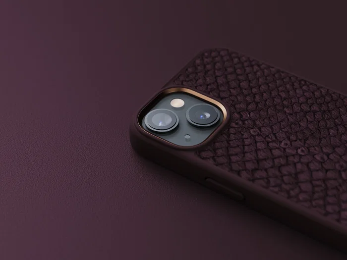 byELEMENTS Funda Njord para iPhone 14 con MagSafe - Piel de Salmón Reciclada, Color Rojo Rust, Protección MIL-STD-810H para pantalla de 15.5 cm (6.1")