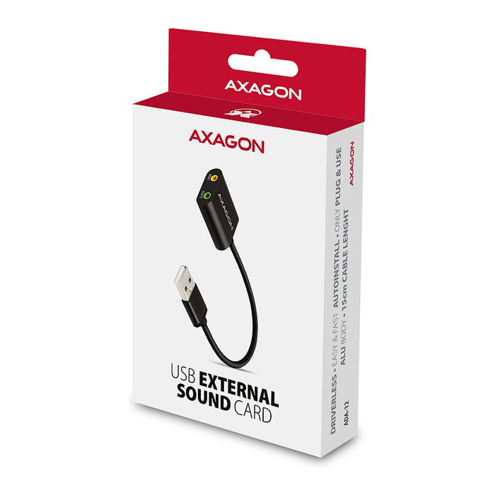 Axagon ADA-12 Mini-adaptador de audio estéreo USB 2.0, 15 cm
