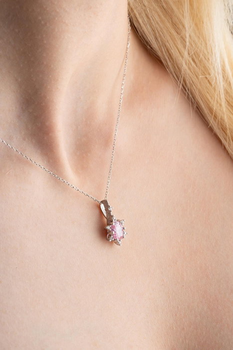 Heliophilia Silver NRZ999195 Conjunto de Collar y Pendientes de Plata de Ley 925 Baño de Rodio Circonita Rosa Plata y Rosa Elegante 148 caracteres