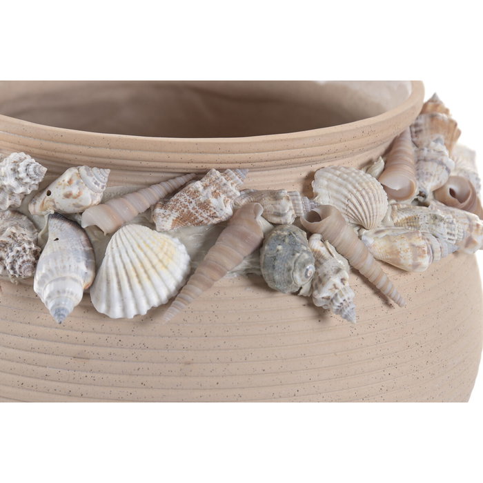 DKD Home Decor Jarrón de Cerámica con Conchas Crema DKD Home Decor Jarrón de Cerámica con Conchas Crema