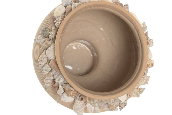 DKD Home Decor Jarron Mediterraneo Crema Ceramica 21 x 20 x 21 cm