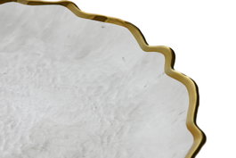 DKD Home Decor Plato de Cristal Transparente y Dorado 26,7x26,7 cm