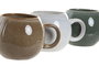 DKD Home Decor Jiahua 25 Taza Beige Gris Verde Gres Esmaltado 510ml Apto Microondas Lavavajillas 15x12x9 cm (12 Unidades)
