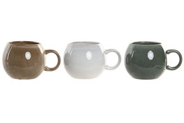 DKD Home Decor Set de 12 Tazas de Gres Esmaltado JIAHUA 25 Surtidas, 510 ml