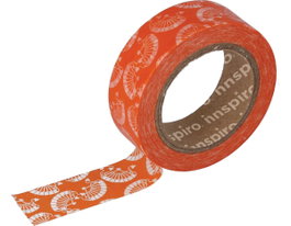 Innspiro Cinta masking tape Washi abanico naranja Serie Floral 15mm x 10m